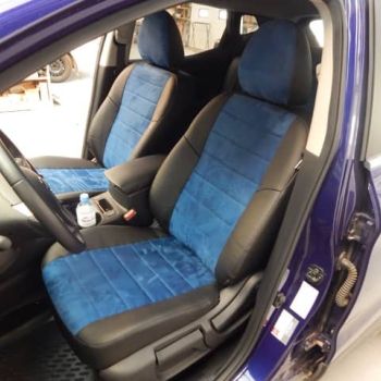 Авточехлы Автопилот Черный синий алькантара